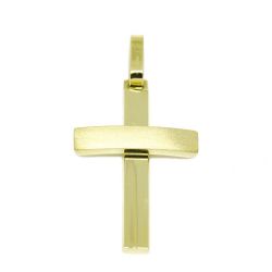 Pingente Cruz Quadrada Oca em Ouro Amarelo 18 Kilates - 25063